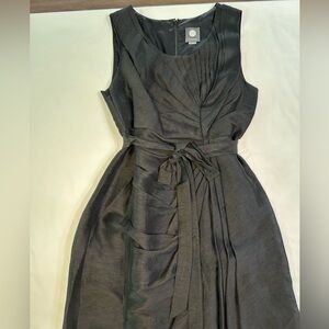 Anthropologie Quillaree Pleated Black Silk-Linen Dress size 8